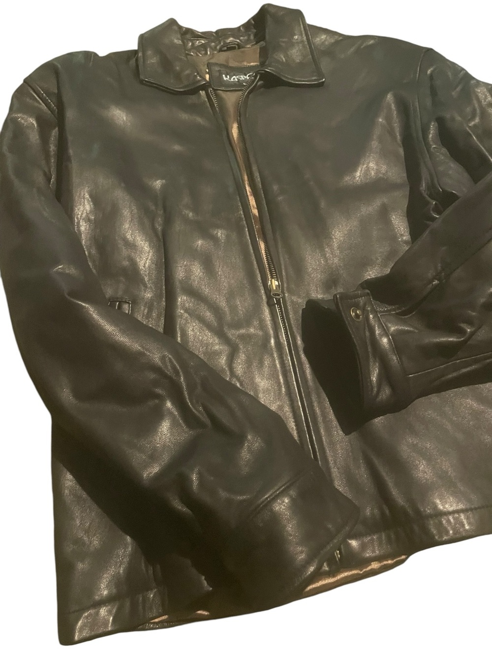 Kasper size large Classic Black Leather Jacket - excellent condition